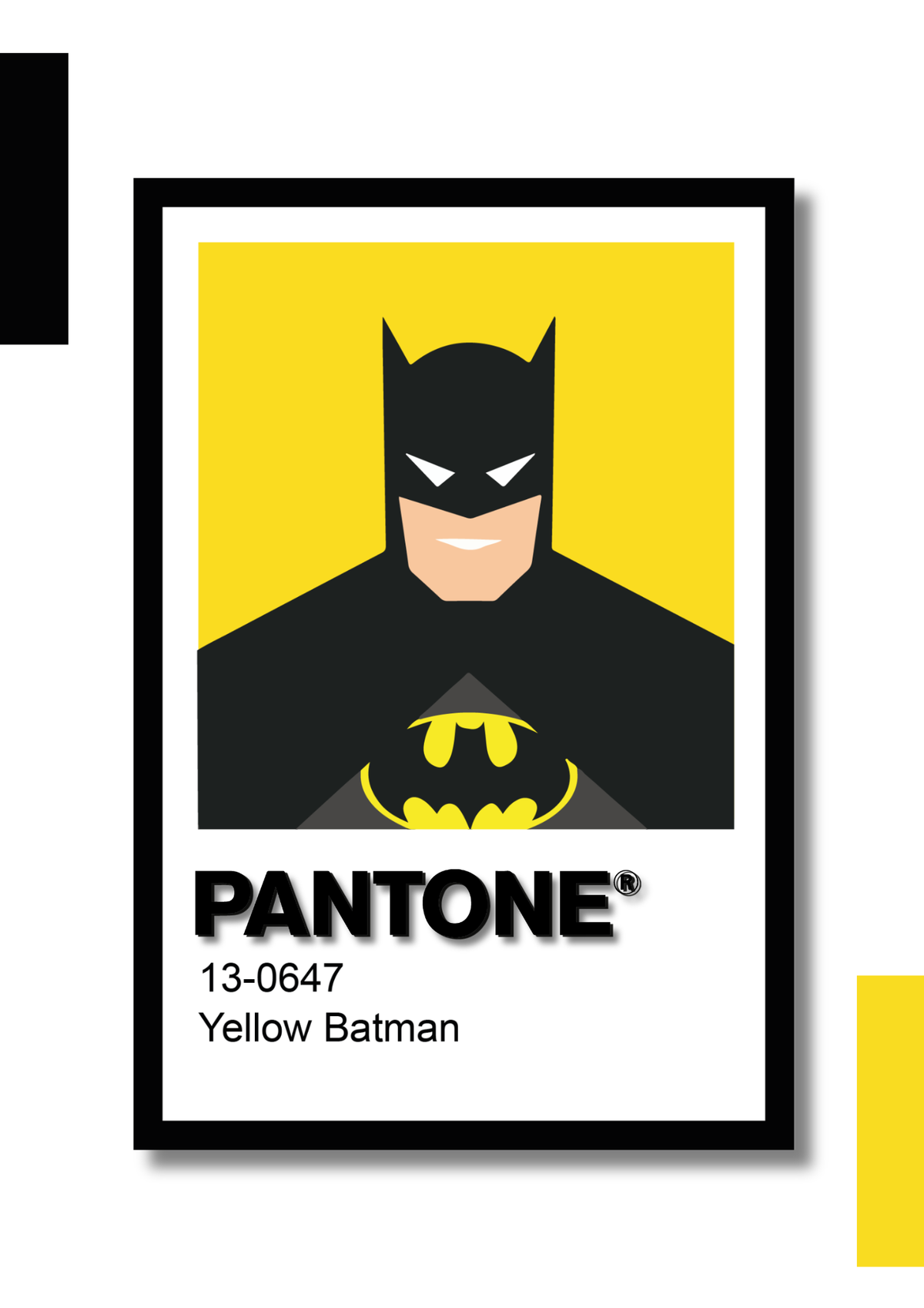 Cuadro decorativo Pantone Batman amarillo - DC Comics - Ramón Isurra