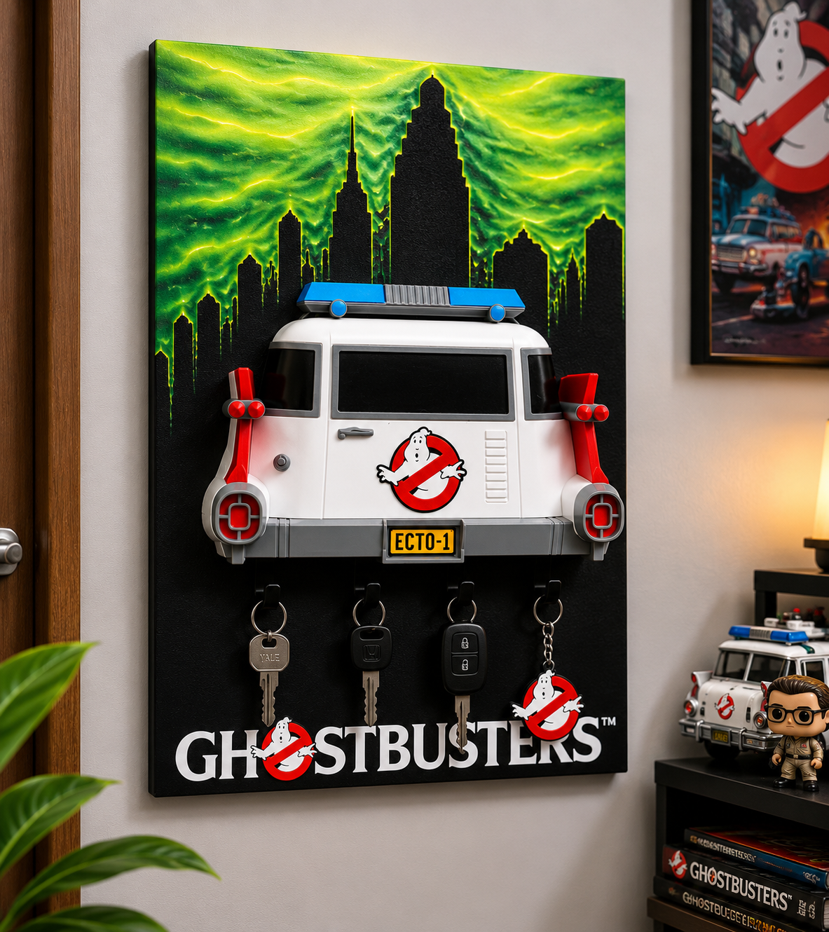 Cuadro Portallaves Ghostbusters ECTO-1 - Cazafantasmas 3D