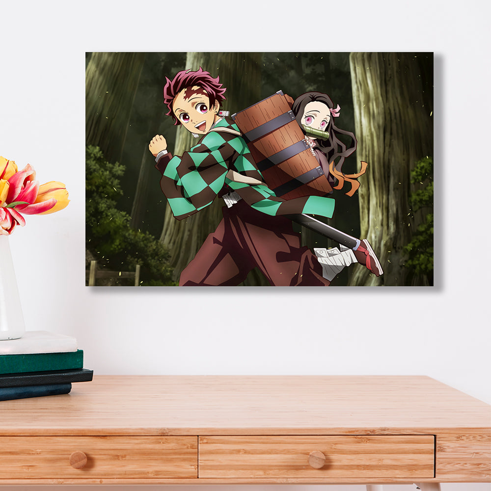 Cuadro Hermanos Kamado: Camino y Protección 🌿⚔️