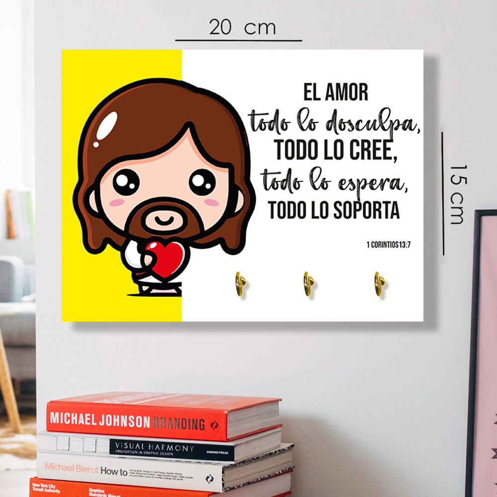 Portallaves “El Amor Todo lo Soporta” – Fe que Acompaña tu Hogar